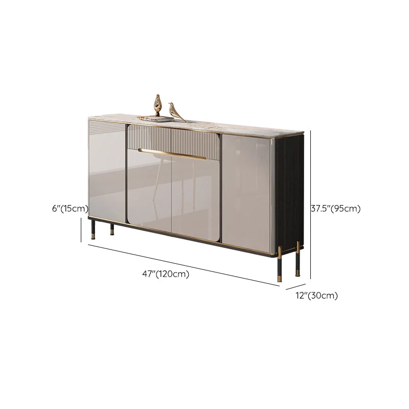 Mesa auxiliar Glam con cajones Servidor de comedor de piedra y madera de ingenierí Clearhalo