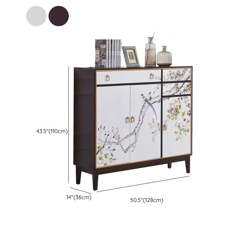 Mesa auxiliar de madera maciza con cajones Servidor de comedor contemporáneo Blanco Clearhalo