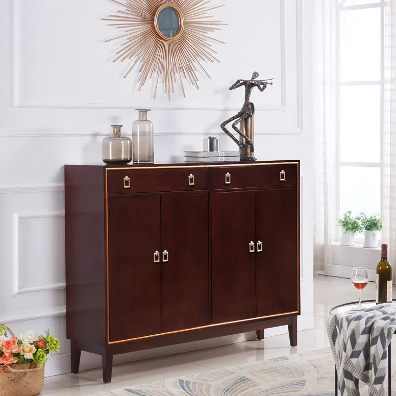 Mesa auxiliar de madera maciza con cajones Servidor de comedor contemporáneo Blanco Clearhalo
