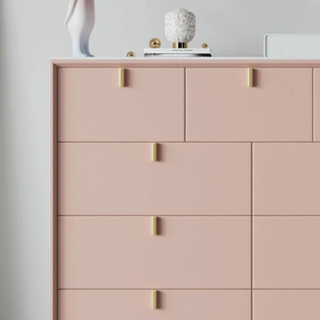 Mesa auxiliar de madera maciza rosa, servidor de comedor moderno con cajones Clearhalo