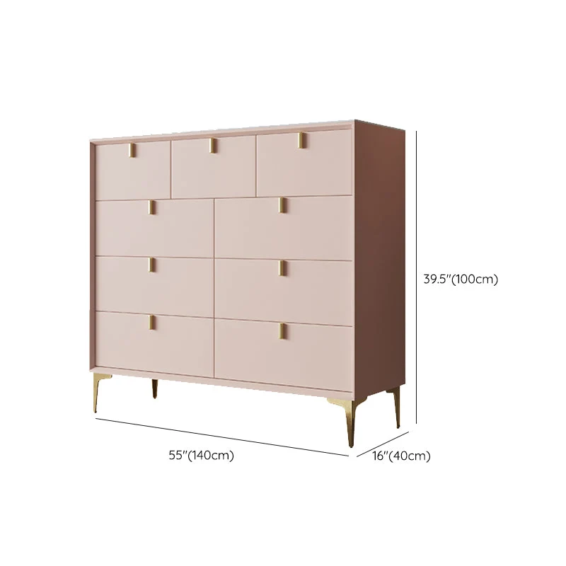 Mesa auxiliar de madera maciza rosa, servidor de comedor moderno con cajones Clearhalo