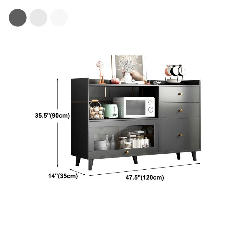 Mesa auxiliar moderna de madera maciza con 1 cajón en gris Blanco Clearhalo