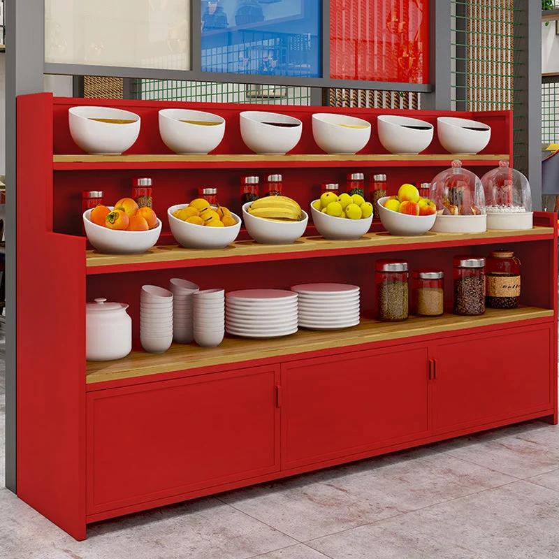 Mesa buffet de almacenamiento abierto para comedor, aparador de madera moderno con 2 gabinetes Blanco Clearhalo