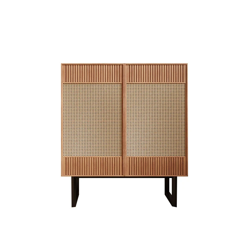 Mesa buffet contemporánea con tablero lateral de madera maciza y gabinetes Madera Clearhalo