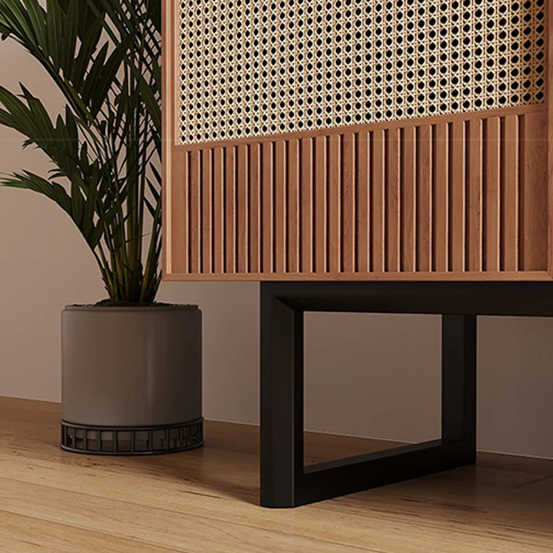 Mesa buffet contemporánea con tablero lateral de madera maciza y gabinetes Madera Clearhalo