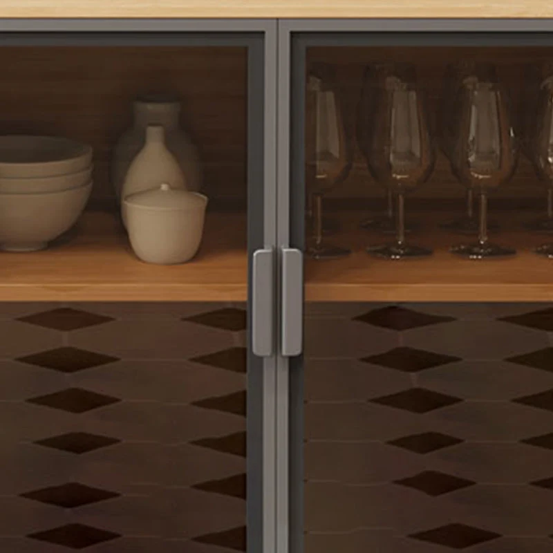 Mesa buffet contemporánea de madera maciza de 33,5 pulgadas de alto con gabinetes y cajones Nuez Clearhalo