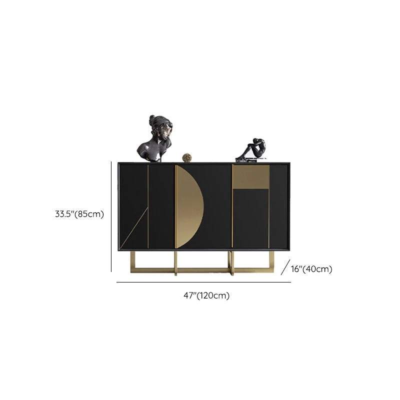 Mesa buffet estilo Glam Credenza buffet de madera con gabinetes y cajones Negro Clearhalo