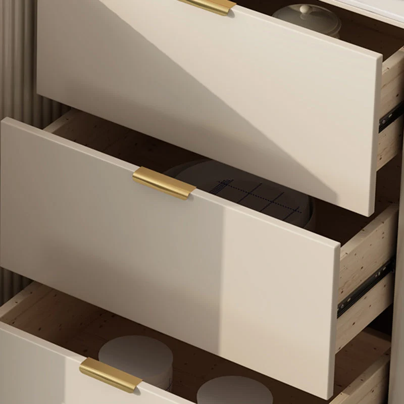 Mesa buffet estilo Glam, tablero auxiliar de piedra con gabinetes y cajones Clearhalo