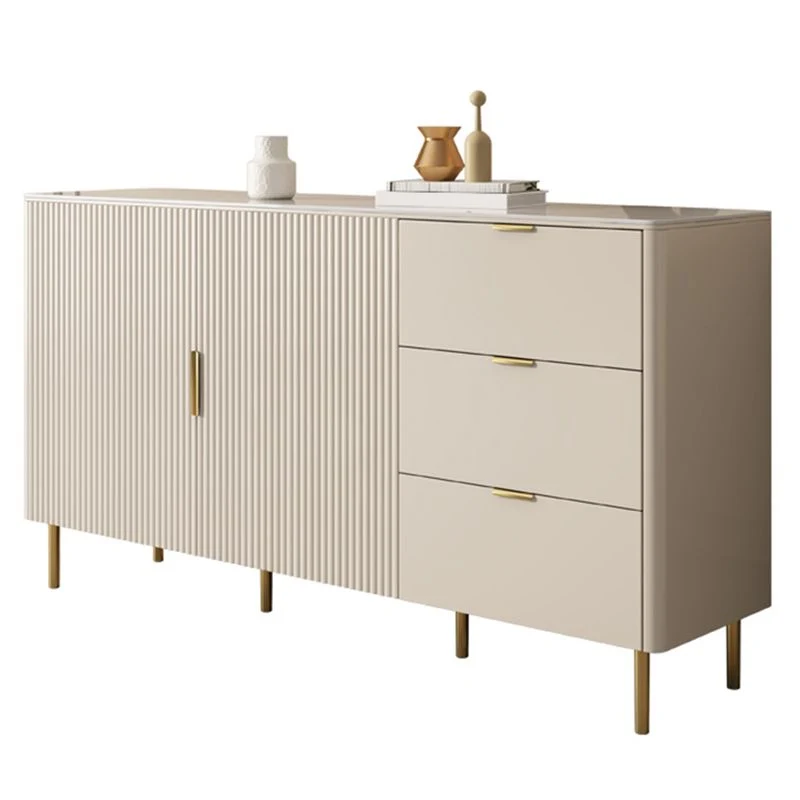 Mesa buffet estilo Glam, tablero auxiliar de piedra con gabinetes y cajones Clearhalo
