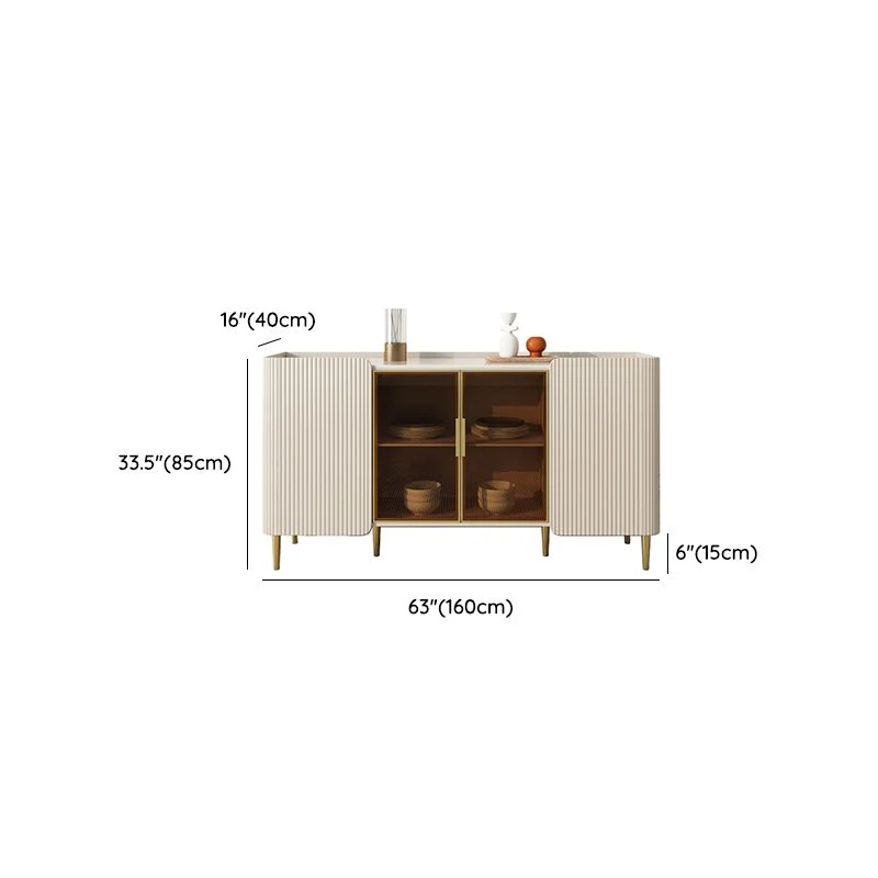 Mesa buffet estilo glamorosa Credenza buffet de piedra con cajones y gabinetes Crema Clearhalo