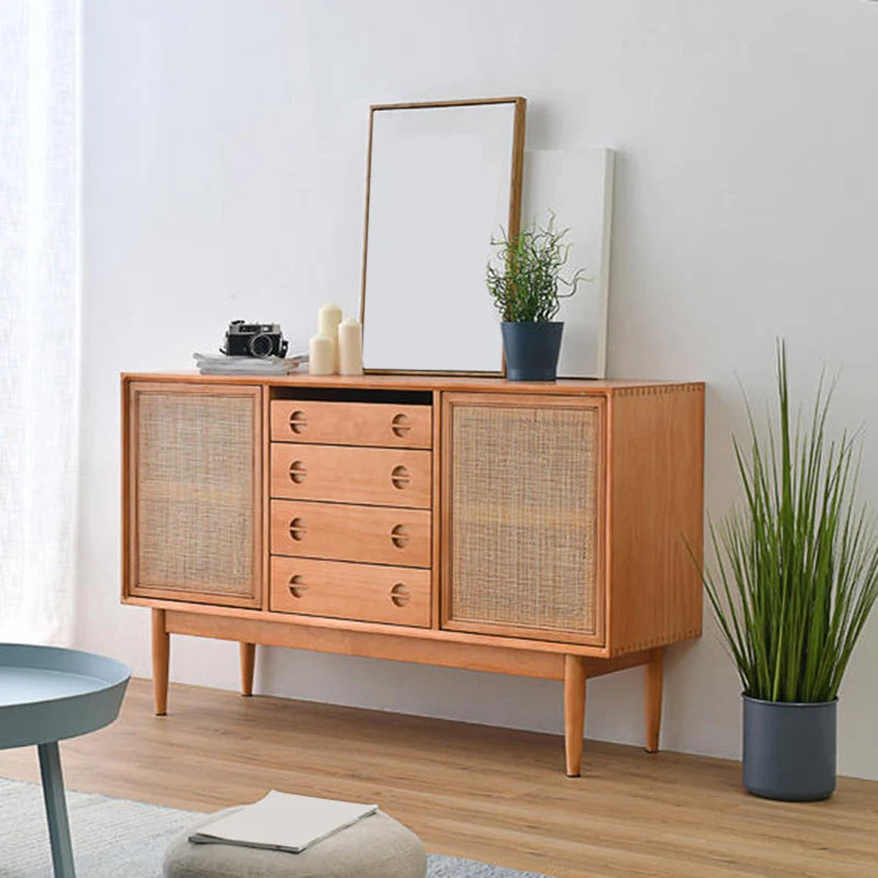 Mesa buffet estilo moderno con aparador de madera con mueble y cajones Clearhalo