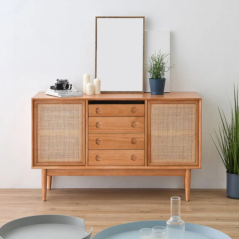 Mesa buffet estilo moderno con aparador de madera con mueble y cajones Clearhalo