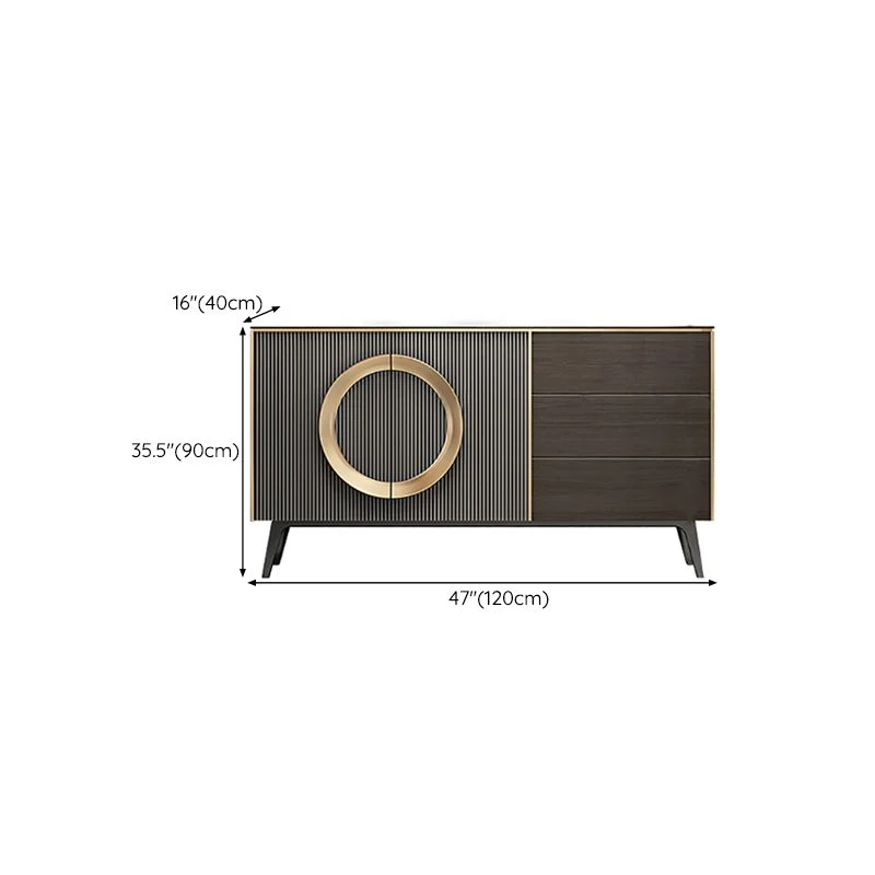 Mesa buffet de estilo moderno, tablero lateral de piedra con gabinetes y cajones Cafe Clearhalo