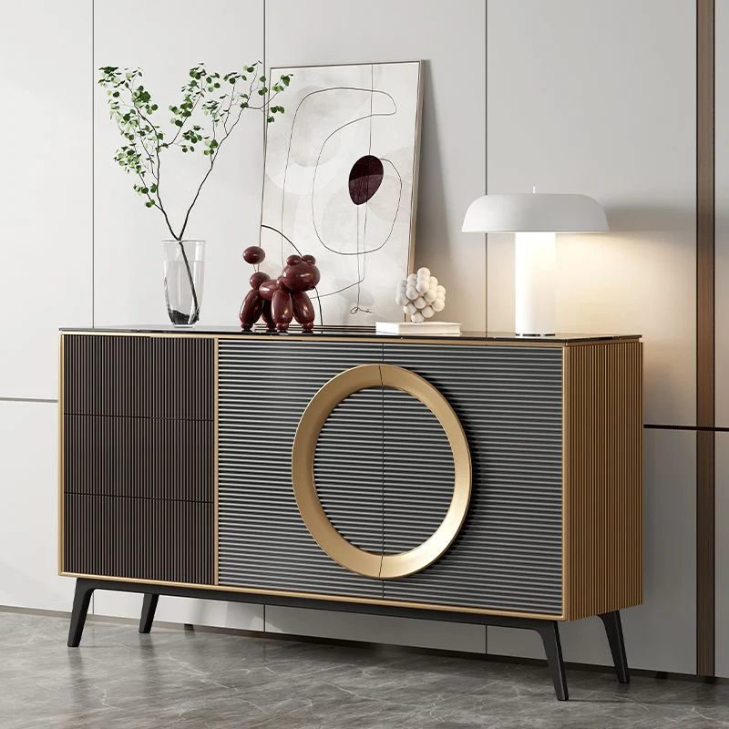 Mesa buffet de estilo moderno, tablero lateral de piedra con gabinetes y cajones Cafe Clearhalo