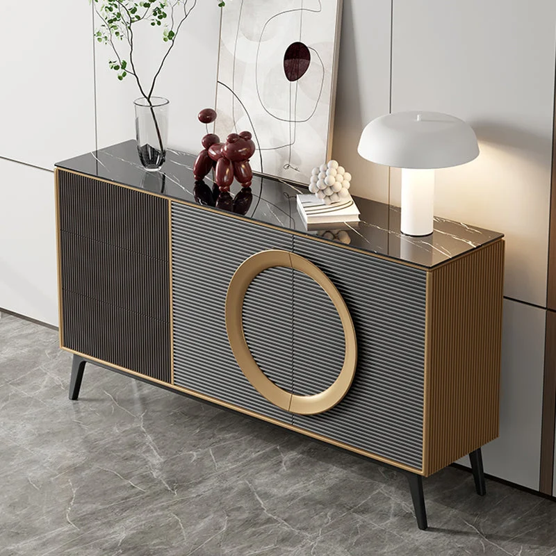 Mesa buffet de estilo moderno, tablero lateral de piedra con gabinetes y cajones Cafe Clearhalo