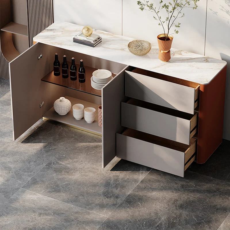 Mesa buffet Glam Aparador buffet de piedra con gabinetes y cajones Naranja Clearhalo