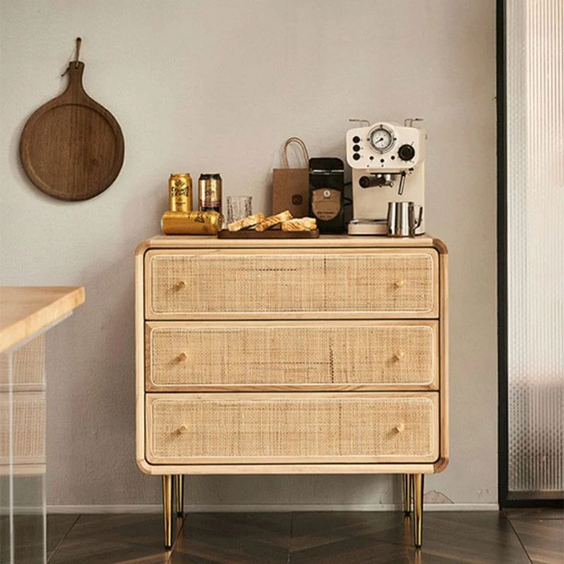 Mesa buffet de madera maciza, tablero auxiliar de estilo moderno con cajones Clearhalo