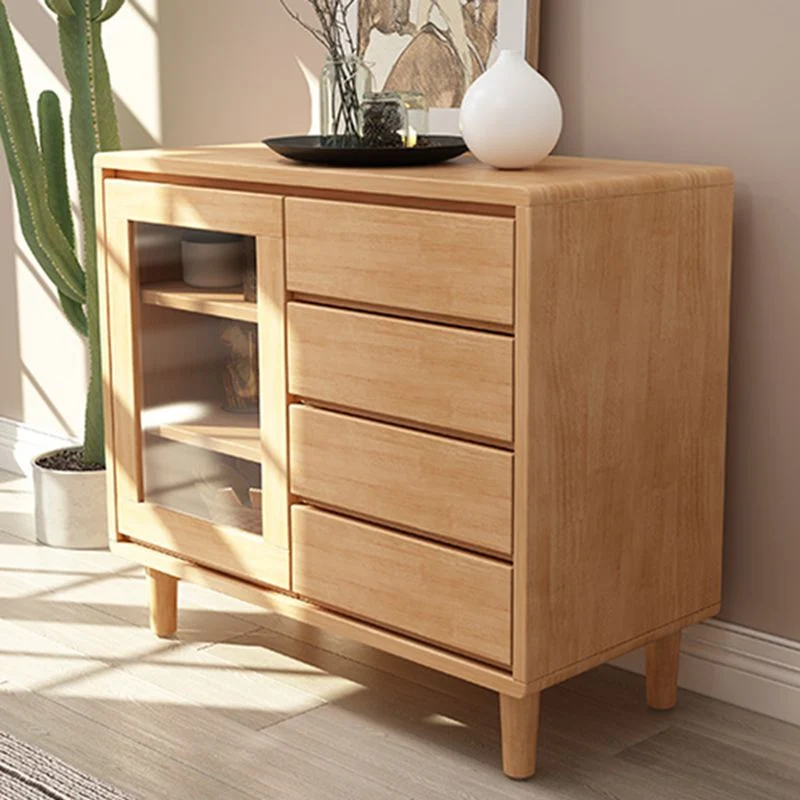 Mesa buffet de madera maciza, tablero auxiliar moderno de 31,5 pulgadas con gabinete y cajones Madera Clearhalo