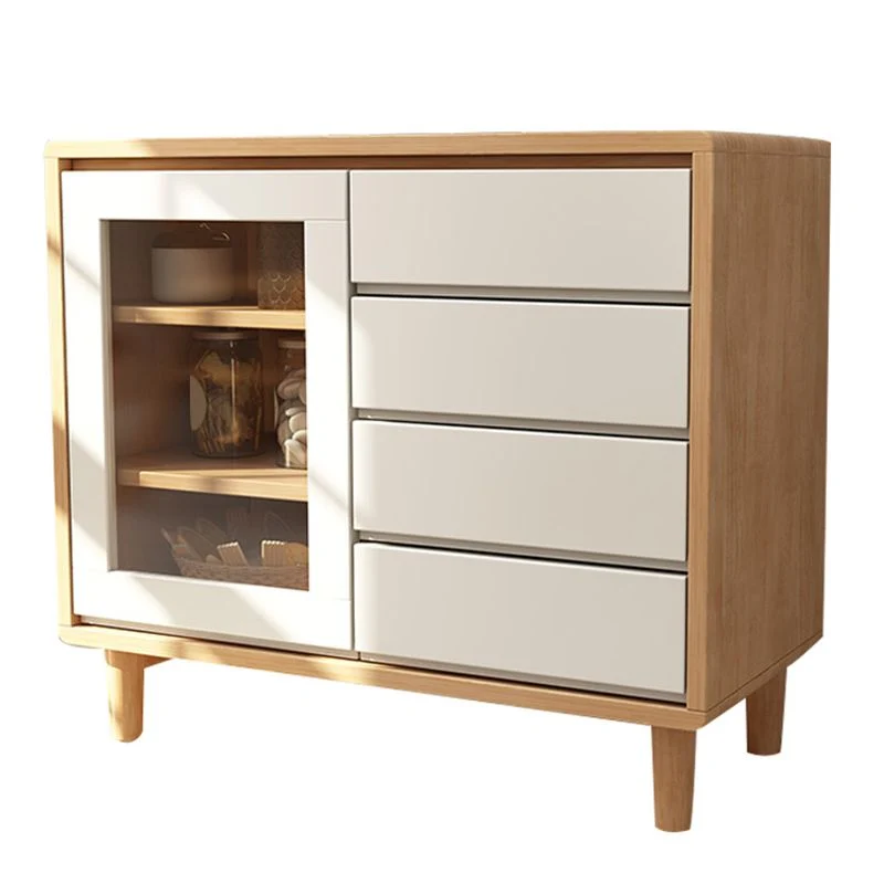 Mesa buffet de madera maciza, tablero auxiliar moderno de 31,5 pulgadas con gabinete y cajones Madera Clearhalo