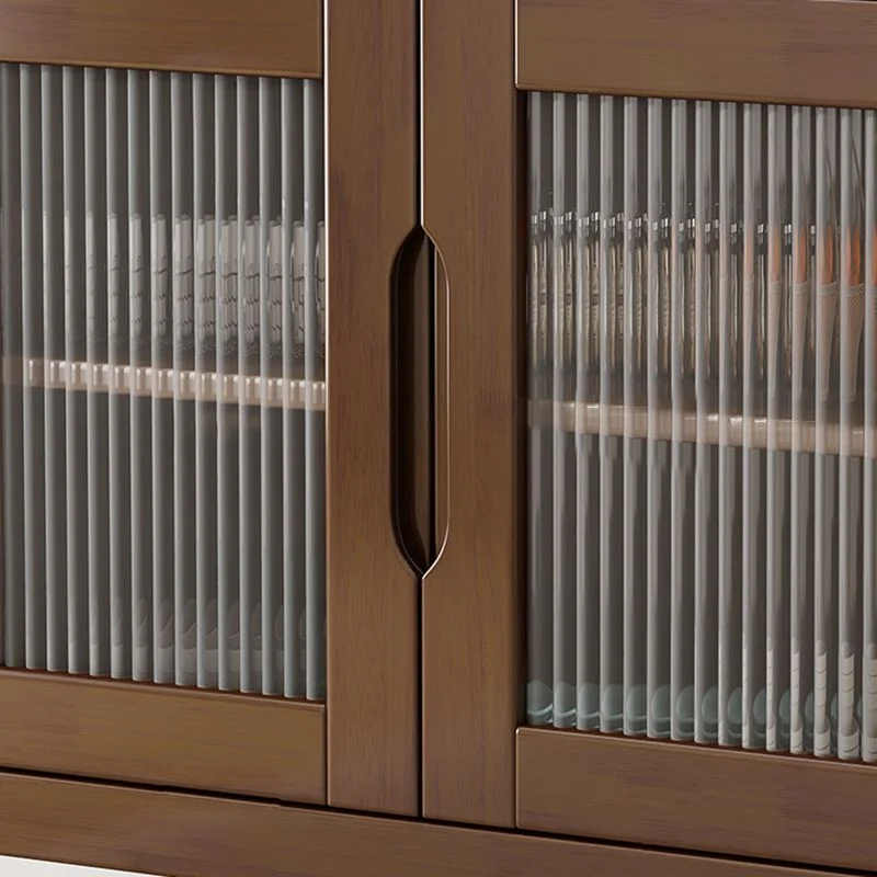 Mesa buffet de madera maciza, tablero auxiliar moderno de 34,25 pulgadas con gabinetes y cajones Nogal Clearhalo