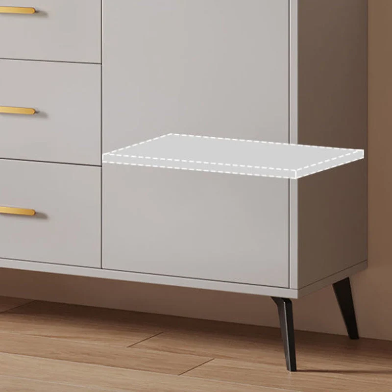 Mesa buffet de madera Servidor con puertas de vidrio estilo Glam con gabinetes y cajones Gris Clearhalo
