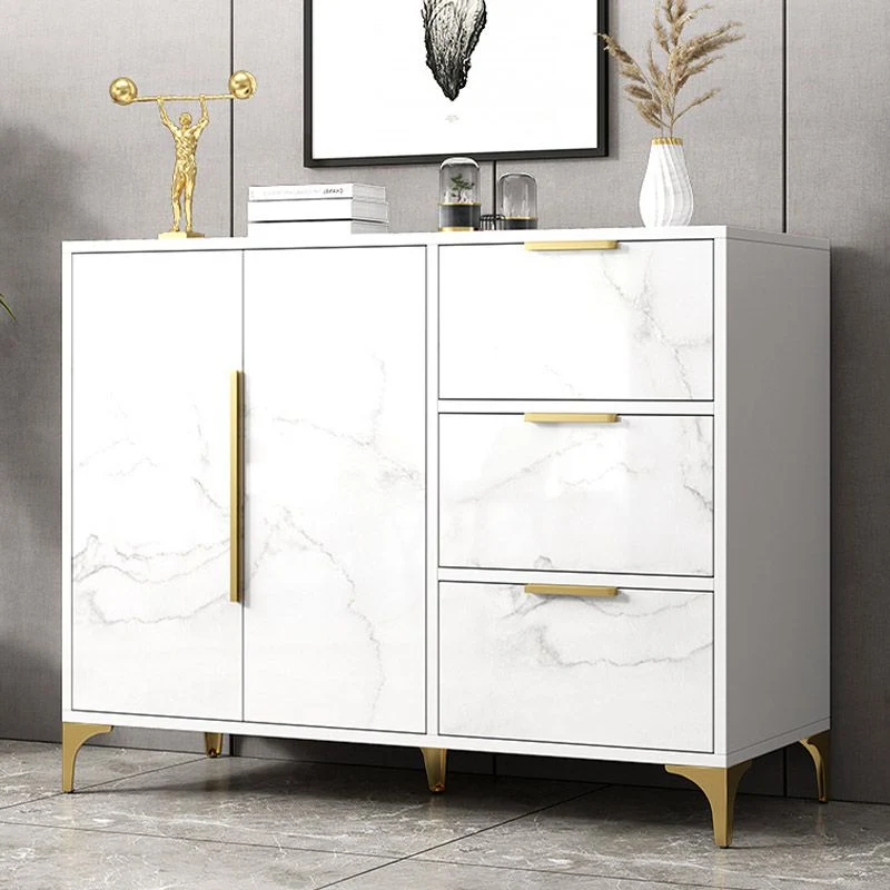 Mesa buffet de madera, tablero auxiliar de estilo moderno con cajones y gabinetes Gris Clearhalo