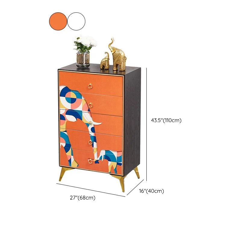 Mesa buffet de madera, tablero auxiliar de estilo moderno con gabinetes y cajones Naranja Clearhalo
