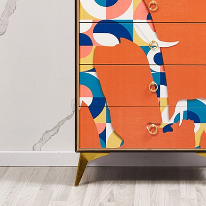 Mesa buffet de madera, tablero auxiliar de estilo moderno con gabinetes y cajones Naranja Clearhalo