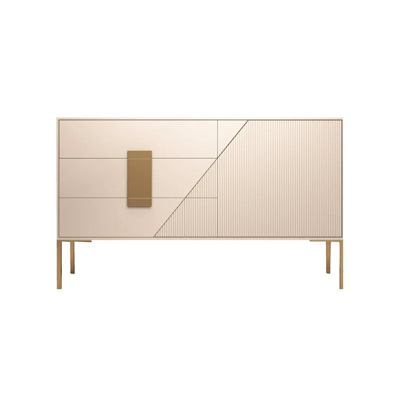 Mesa buffet de madera, tablero auxiliar moderno y contemporáneo con gabinetes y cajones Negro Clearhalo