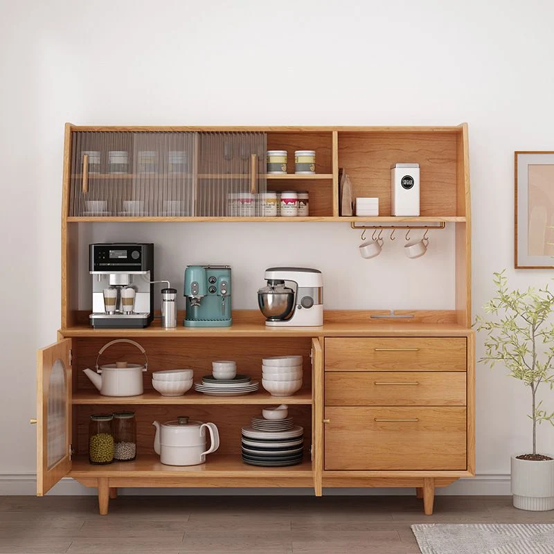 Mesa de buffet moderna con puertas correderas Soporte de buffet de madera maciza Madera Clearhalo