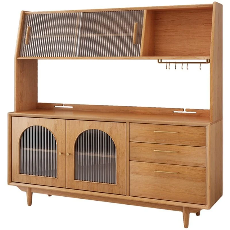 Mesa de buffet moderna con puertas correderas Soporte de buffet de madera maciza Madera Clearhalo