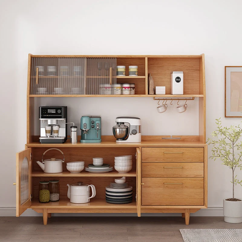 Mesa de buffet moderna con puertas correderas Soporte de buffet de madera maciza Madera Clearhalo