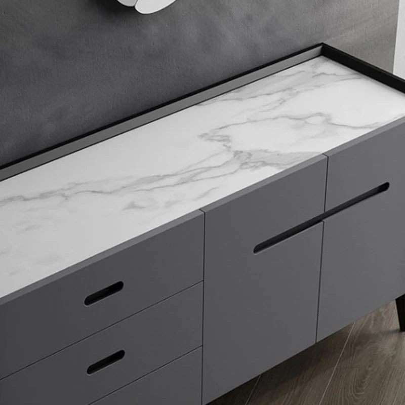 Mesa buffet de mármol sintético, tablero auxiliar de estilo moderno con gabinetes y cajones Gris Clearhalo