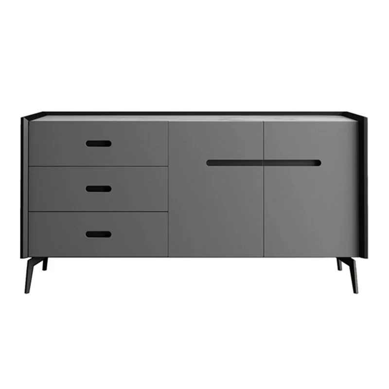 Mesa buffet de mármol sintético, tablero auxiliar de estilo moderno con gabinetes y cajones Gris Clearhalo