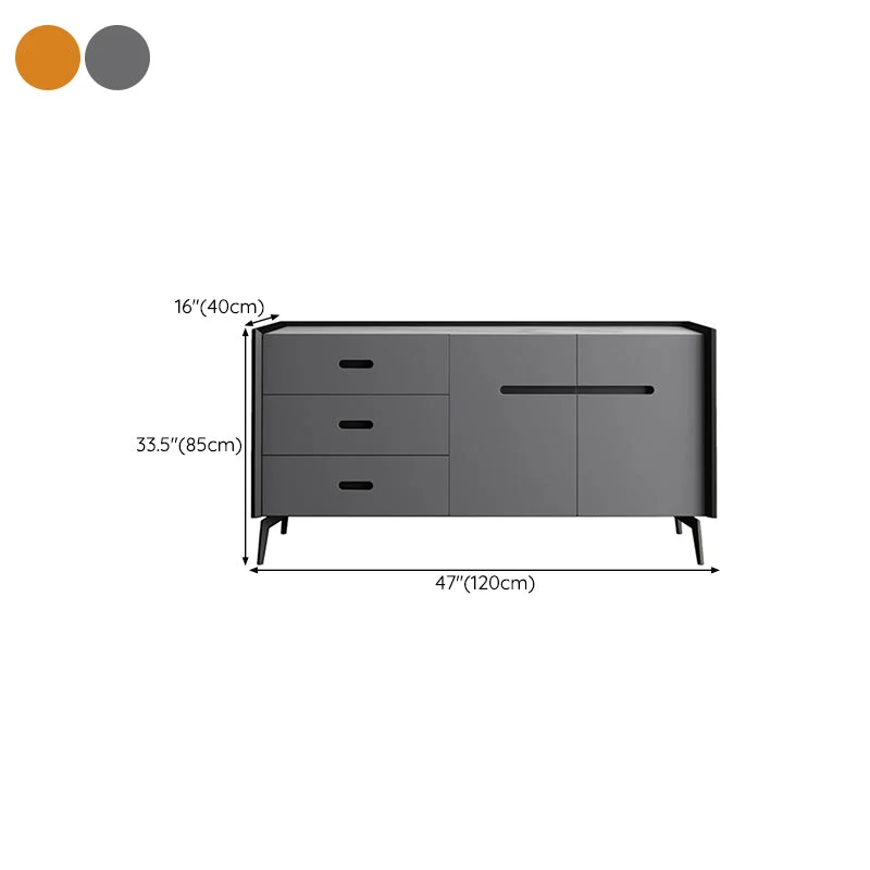 Mesa buffet de mármol sintético, tablero auxiliar de estilo moderno con gabinetes y cajones Gris Clearhalo