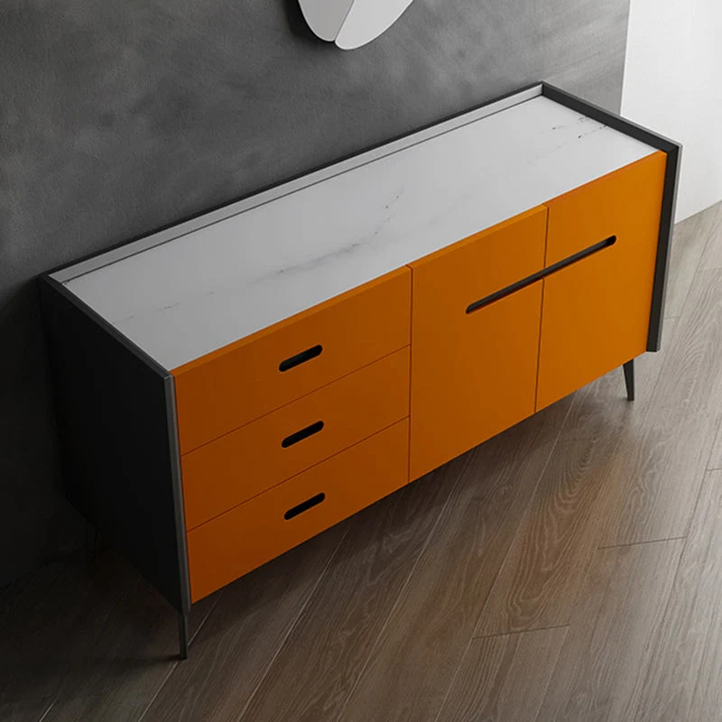 Mesa buffet de mármol sintético, tablero auxiliar de estilo moderno con gabinetes y cajones Gris Clearhalo