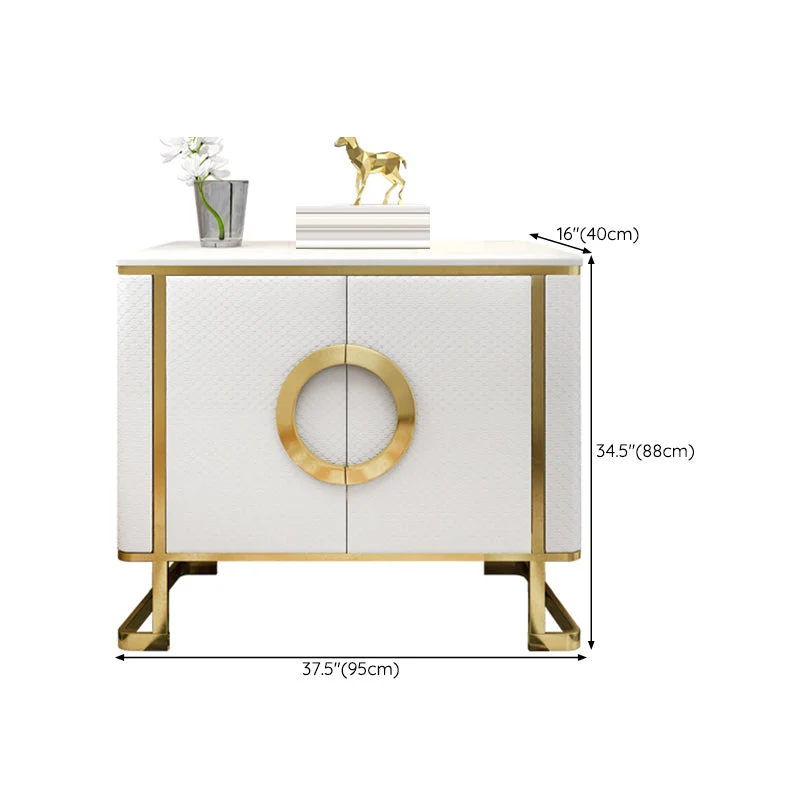 Mesa buffet de mármol, tablero auxiliar estilo Glam con gabinetes y cajones Blanco Clearhalo
