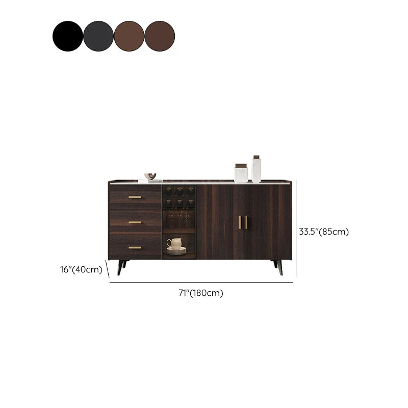 Mesa buffet de piedra estilo buffet Credenza con gabinetes y cajones Marron Clearhalo