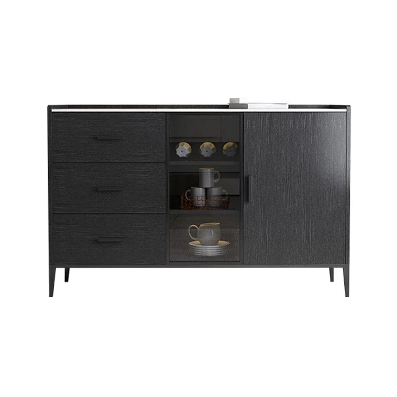 Mesa buffet de piedra estilo buffet Credenza con gabinetes y cajones Marron Clearhalo