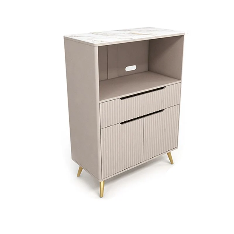 Mesa buffet de piedra, tablero auxiliar de estilo moderno con gabinetes y cajones Blanco Clearhalo
