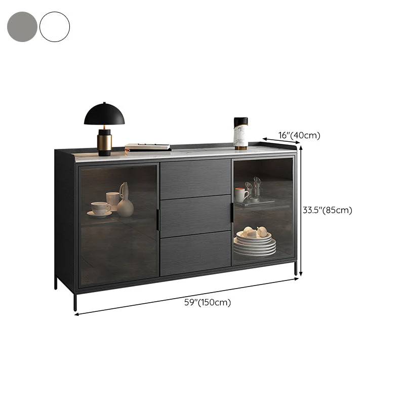 Mesa buffet de piedra, tablero auxiliar de estilo moderno con cajones y gabinetes Gris Clearhalo