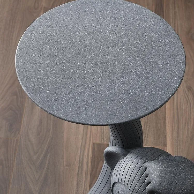 Mesa de cóctel de café con tapa de una sola bandeja redonda de metal con pedestal de 12" de ancho Gris Clearhalo