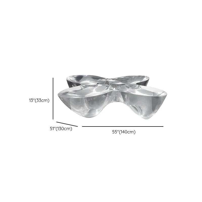 Mesa de cóctel de café individual de acrílico contemporáneo transparente con 3 patas Borrar Clearhalo