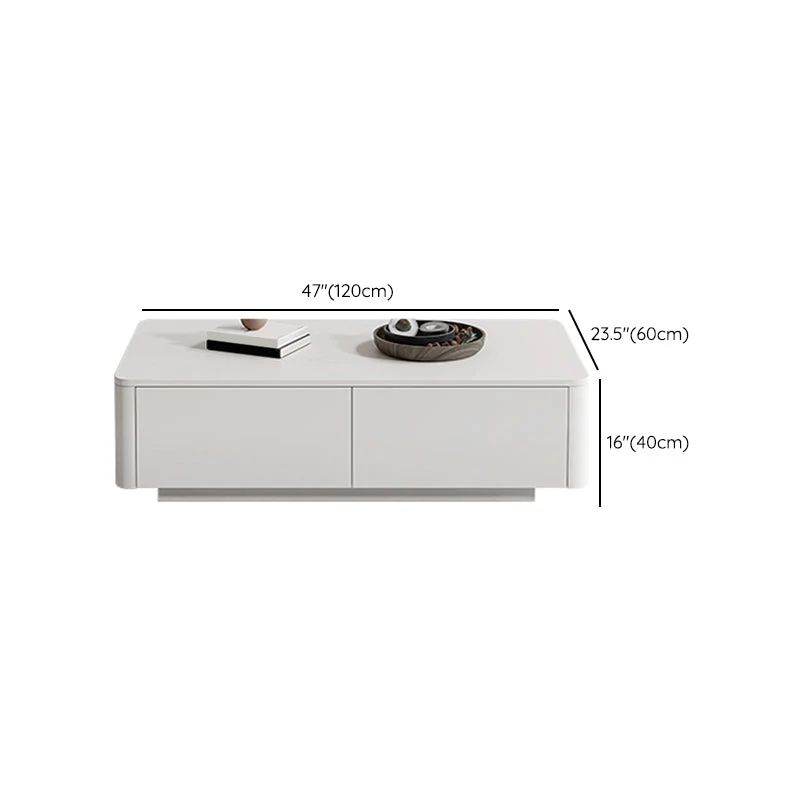 Mesa de cóctel de centro rectangular blanca individual contemporánea de 15" de alto con almacenamiento Clearhalo