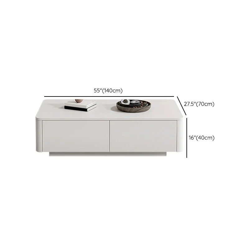 Mesa de cóctel de centro rectangular blanca individual contemporánea de 15" de alto con almacenamiento Clearhalo