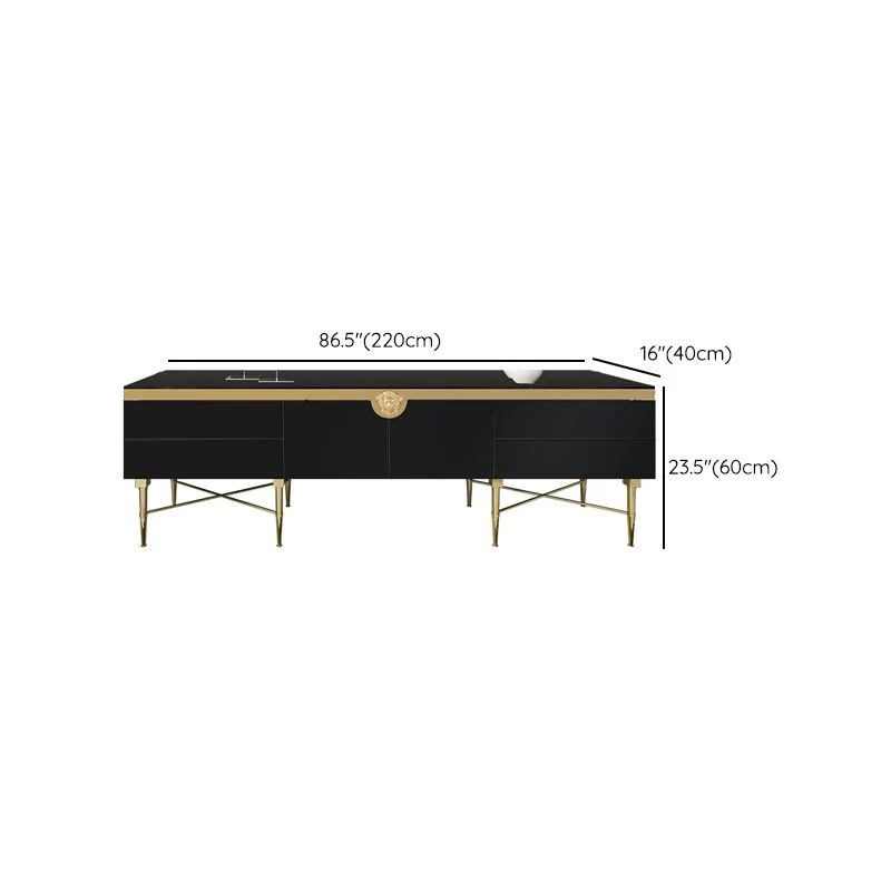 Mesa de centro o auxiliar individual de metal y vidrio negro con 4 patas Glam Clearhalo