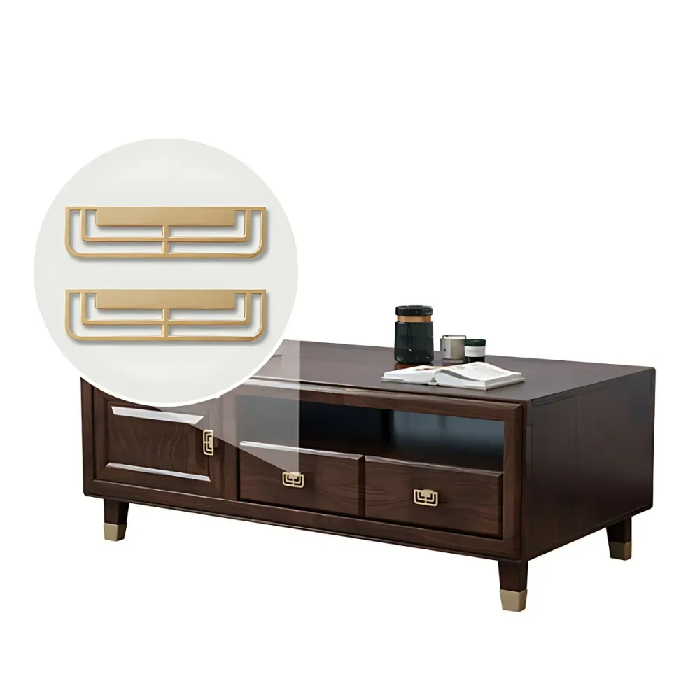 Mesa de centro de cóctel rectangular individual, moderna, Mid-Century, de madera maciza, con almacenamiento Clearhalo
