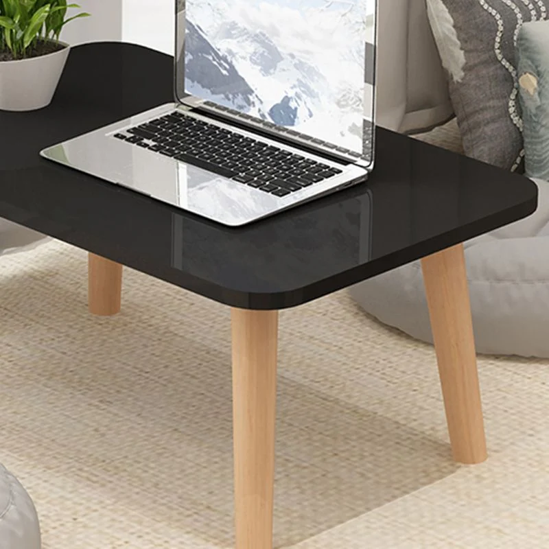 Mesa de centro contemporánea de 11" de alto, mesa de cóctel de café individual de madera Clearhalo