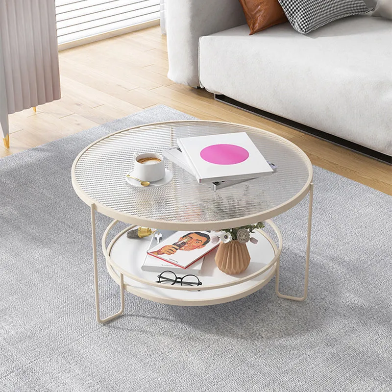 Mesa de centro individual moderna Mesa de centro de vidrio con estante de almacenamiento Naturales Clearhalo