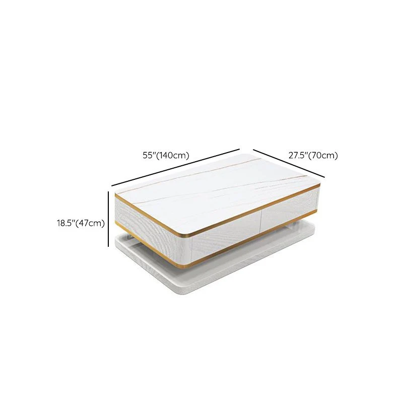 Mesa de centro rectangular blanca individual Glam de 18" de alto con almacenamiento Clearhalo